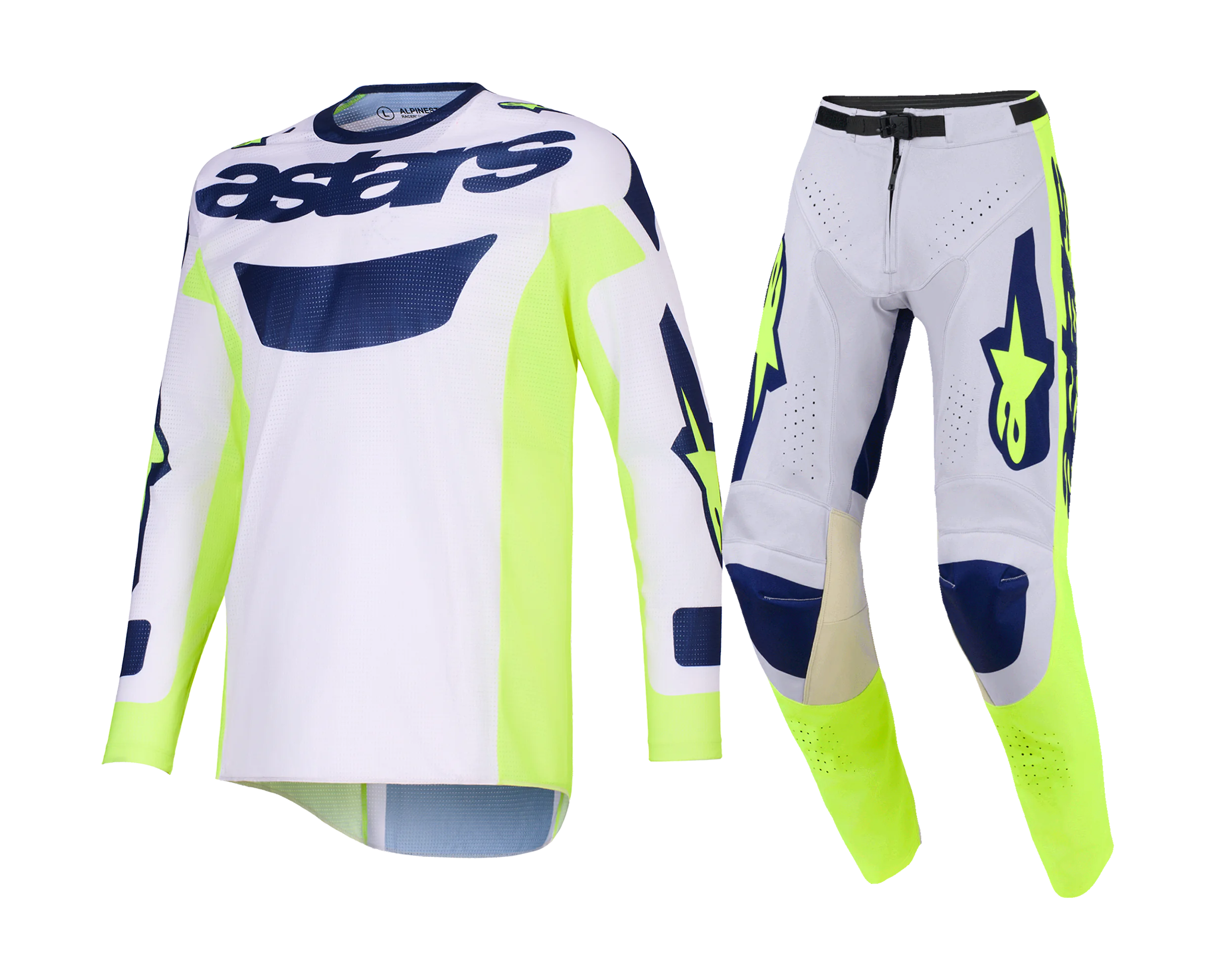 Alpinestars Motocross Gear 2026 Racer Air Riway - Light Grey / Fluo Yellow / Blue
