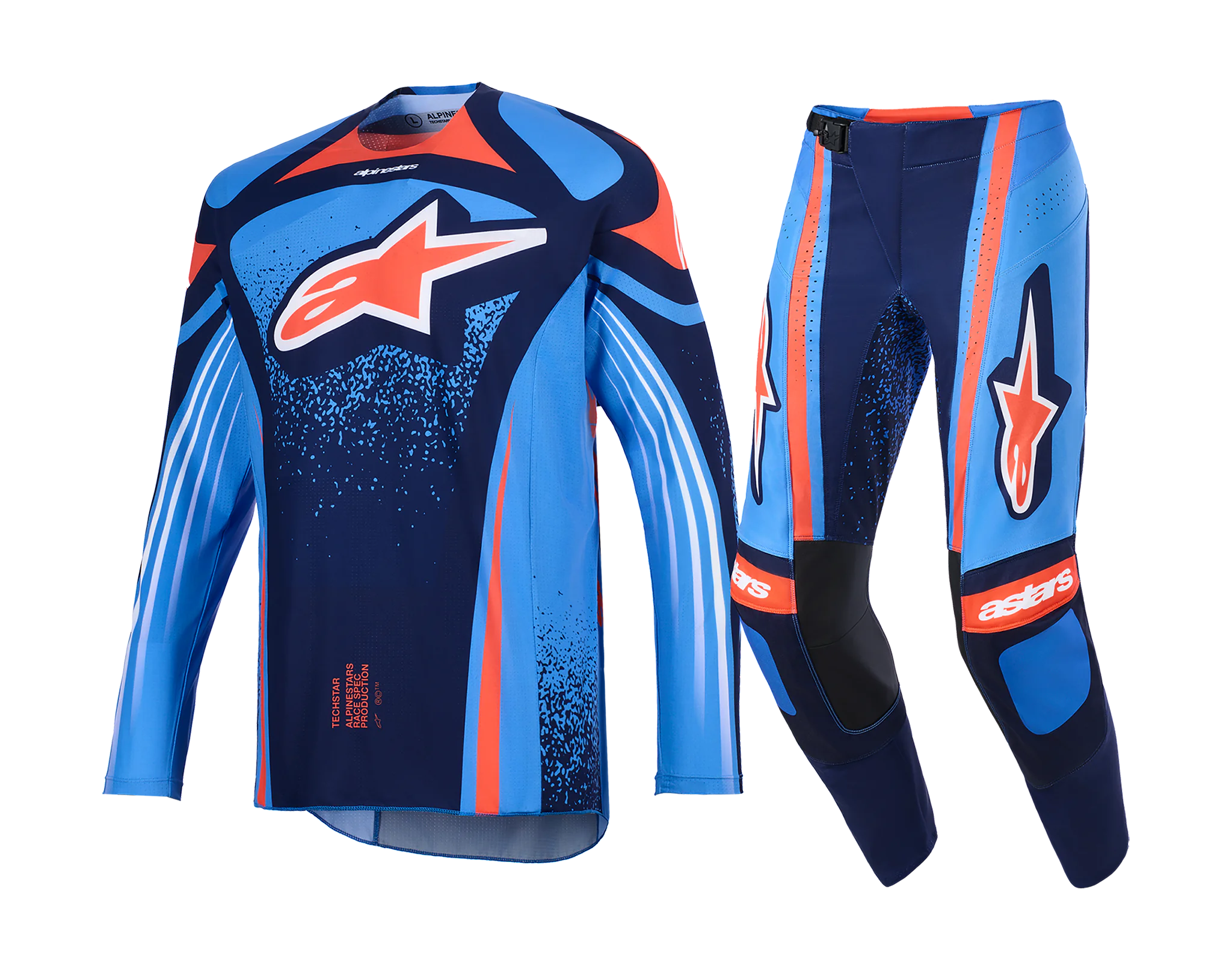 Alpinestars Motocross Gear 2026 Techstar Nomur - Dark Navy / Orange / Ucla / Blue