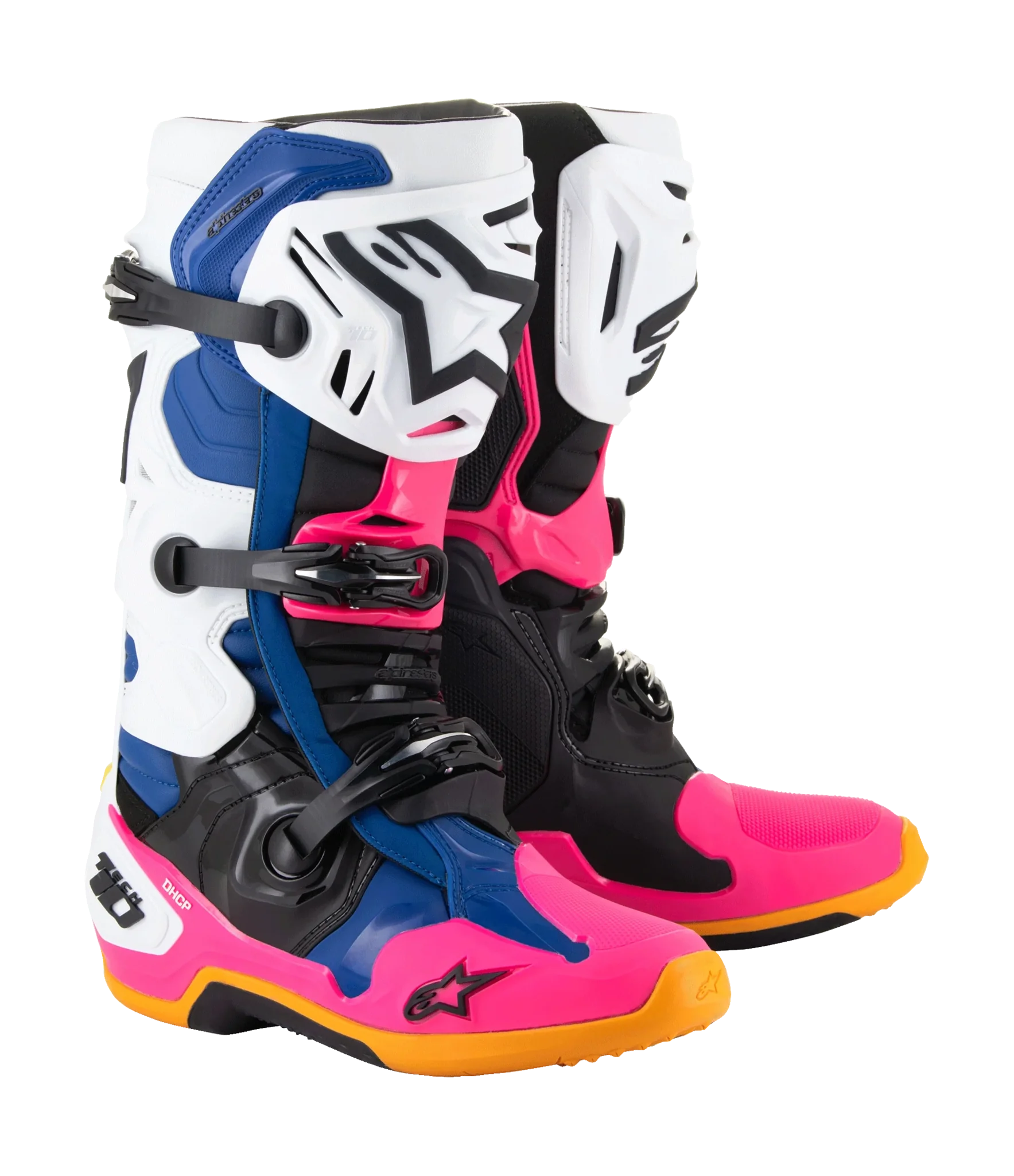 Alpinestars Motocross Boots Tech 10 LE Coast - White / Dark Blue / Fluo Pink