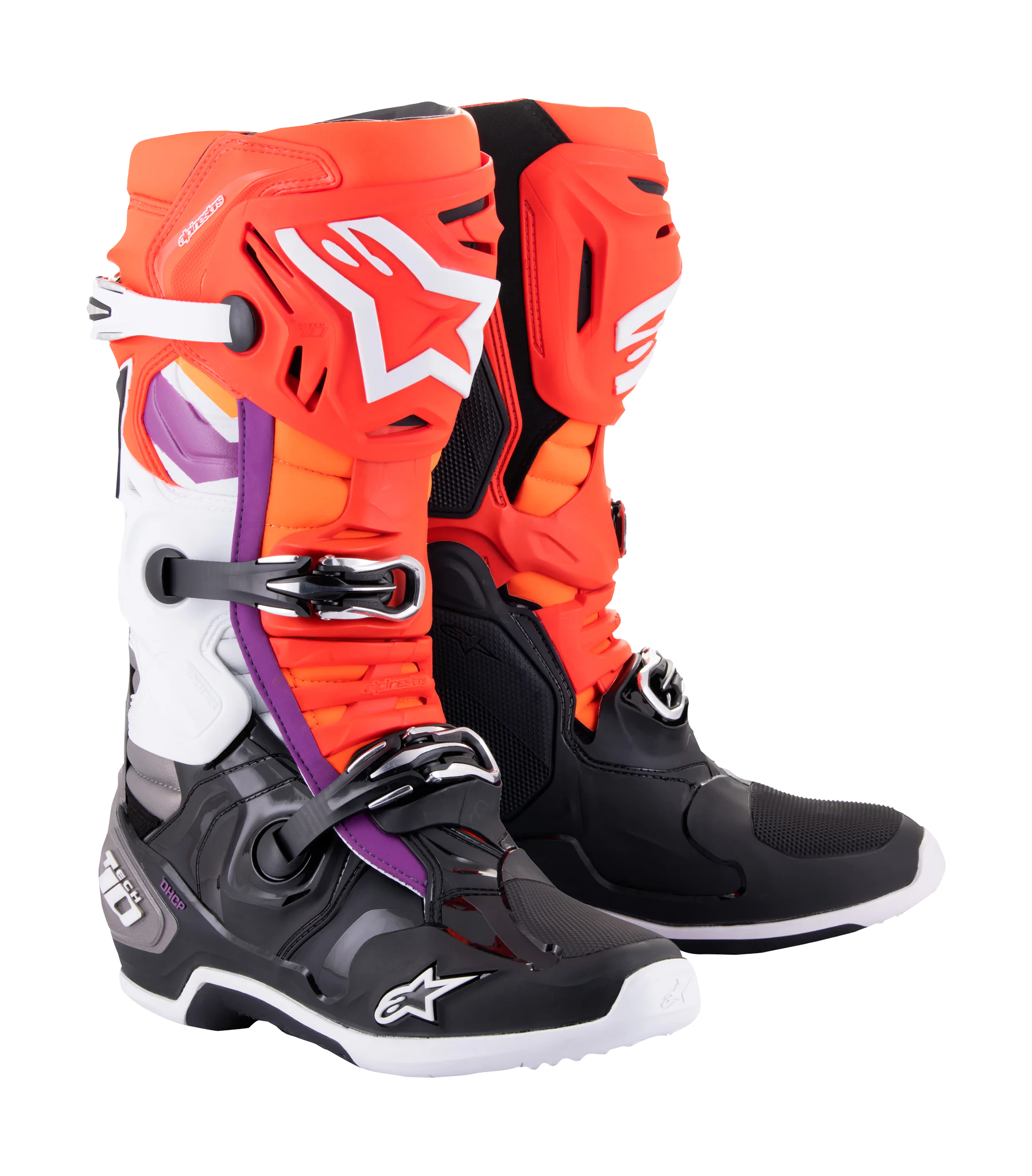 Alpinestars Motocross Boots Tech 10 - Black / Fluo Red / Fluo Orange / White