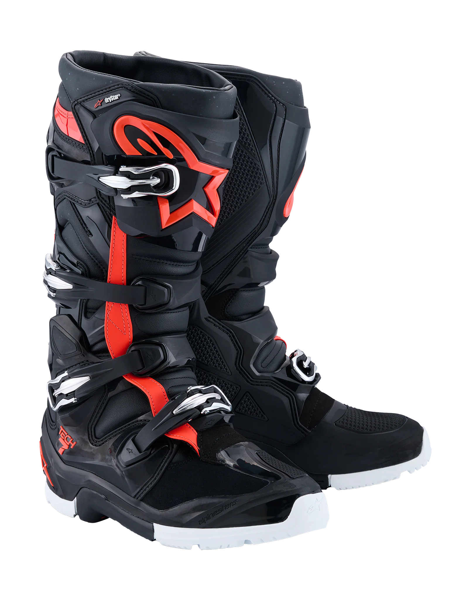 Alpinestars Motocross Boots Tech 7 Enduro Drystar - Black / Fluo Red / White