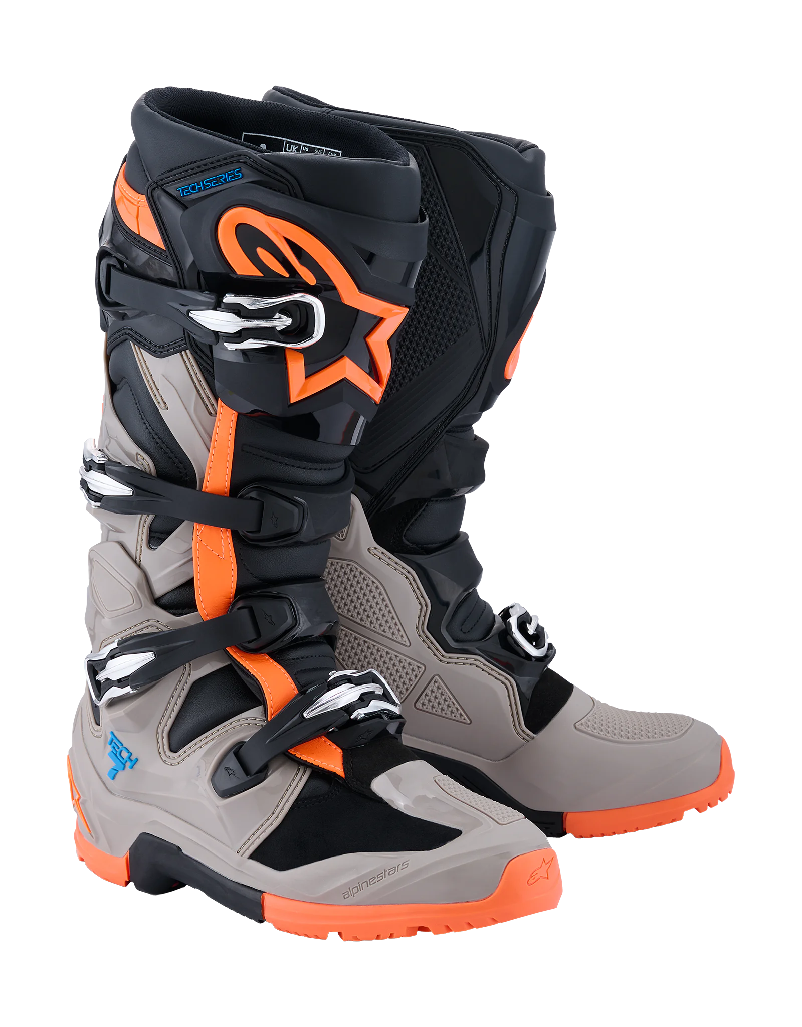 Alpinestars Motocross Boots Tech 7 Enduro - Black / Grey / Fluo Orange