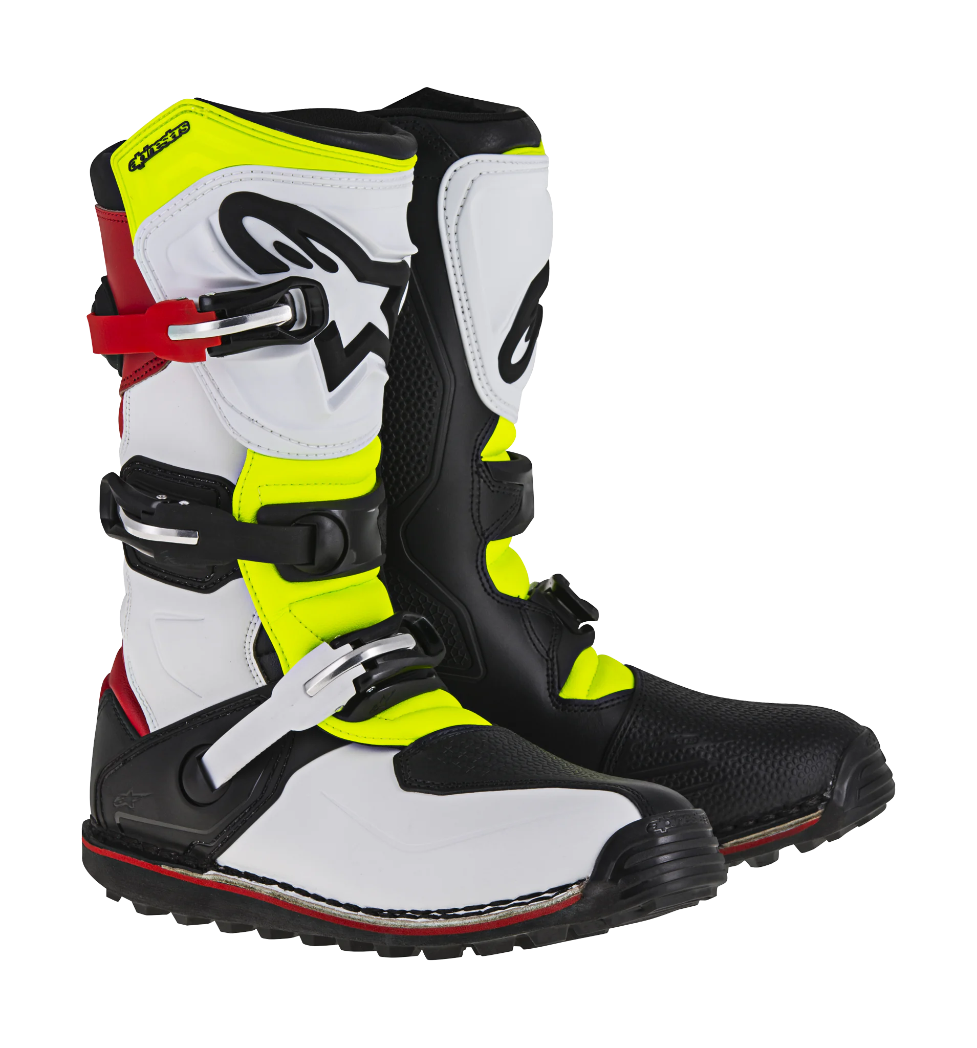 Alpinestars Motocross Boots Tech-T - White / Red / Yellow Fluo / Black
