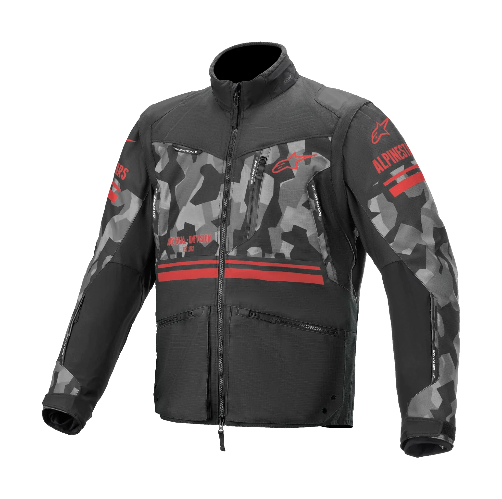 Alpinestars Enduro Jacket Venture R - Grey Camo / Fluo Red