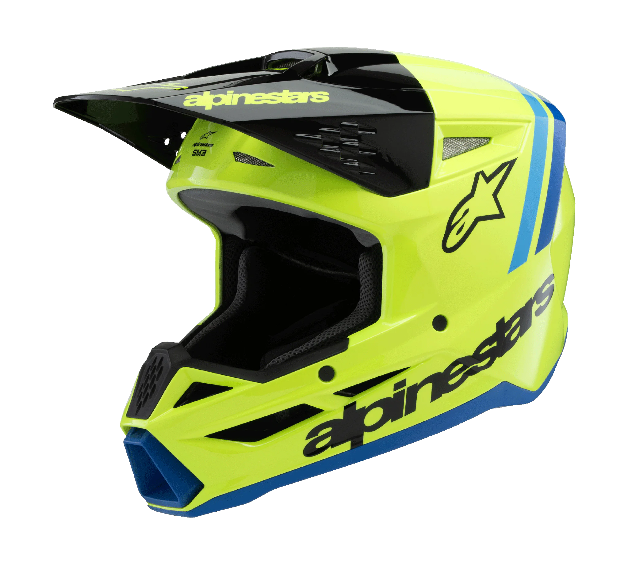 Alpinestars Youth Motocross Helmet S-M3 Radium - Fluo Yellow / Black / Blue