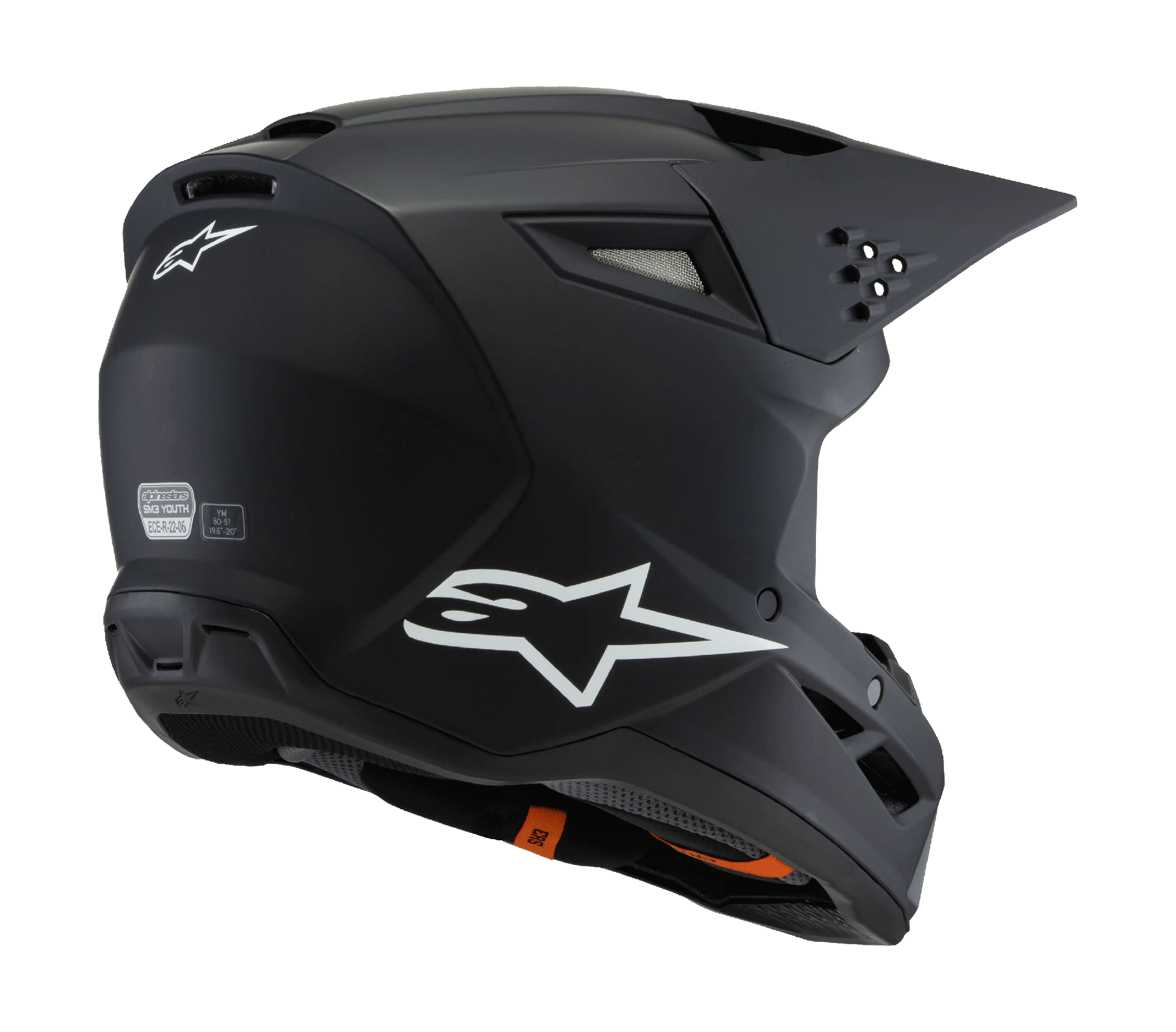 Alpinestars Youth Motocross Helmet S-M3 Solid - Matte Black