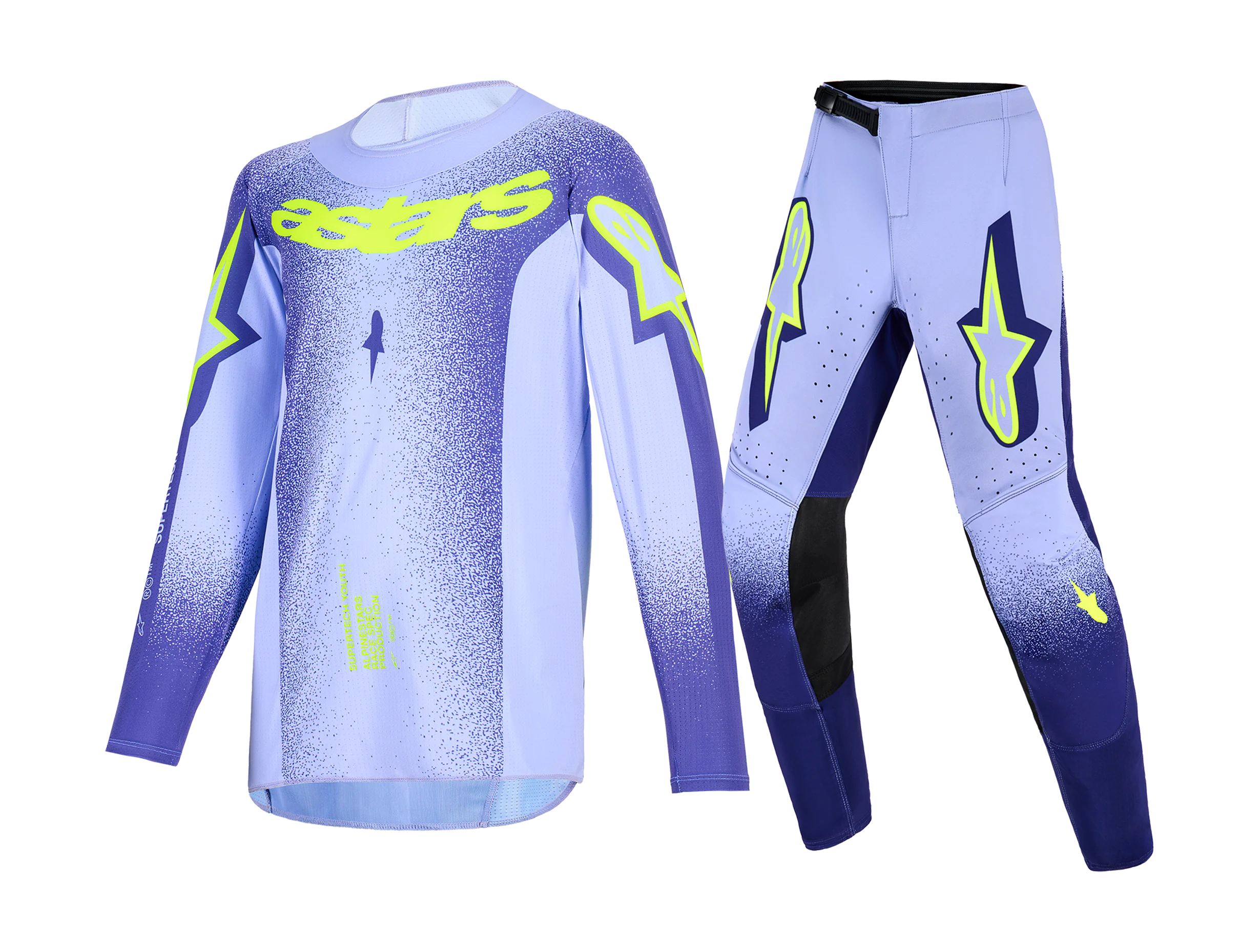 Alpinestars Youth Motocross Gear 2026 Supertech Scenz - Purple / Fluo Yellow