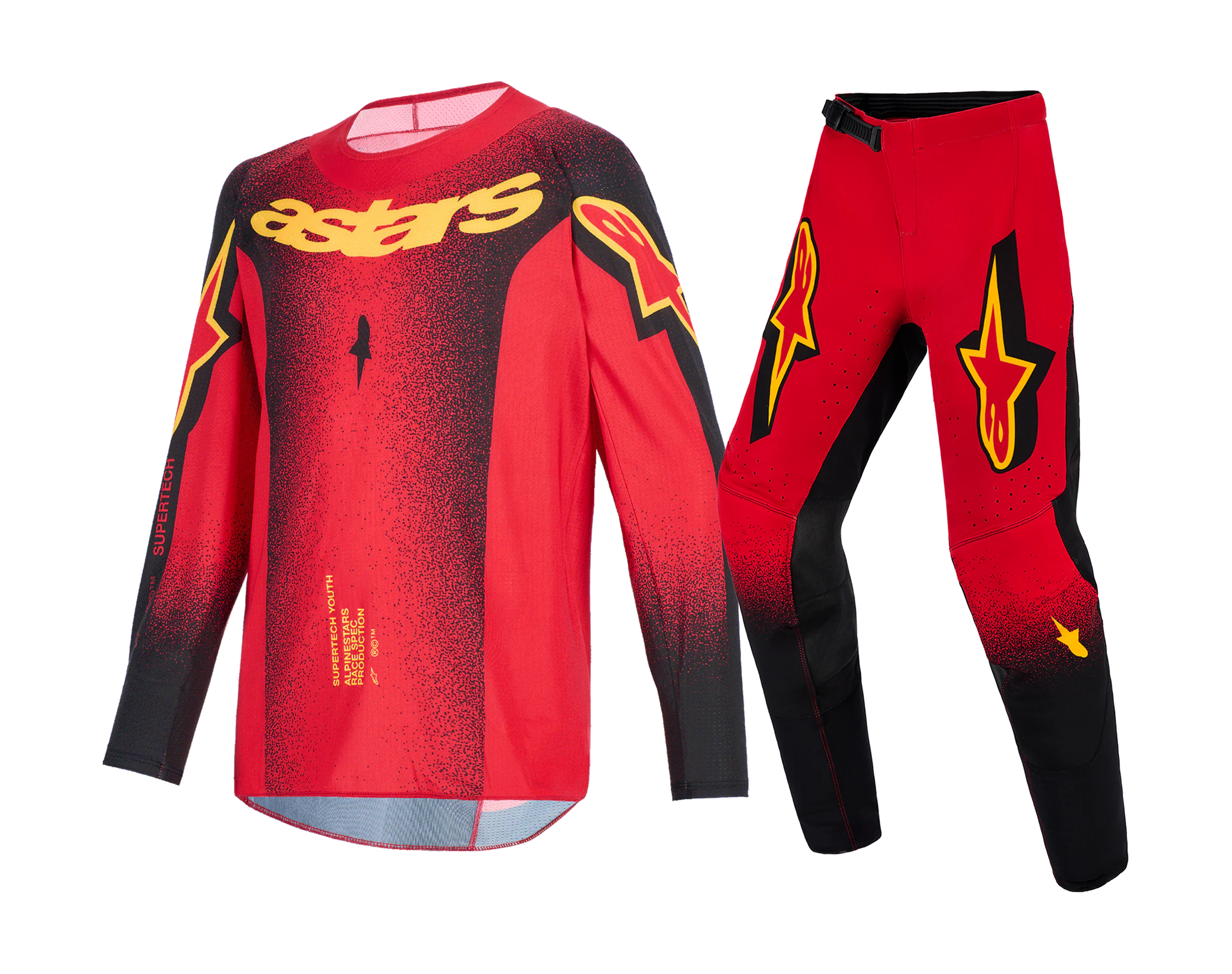 Alpinestars Youth Motocross Gear 2026 Supertech Scenz - Red / Black / Yellow