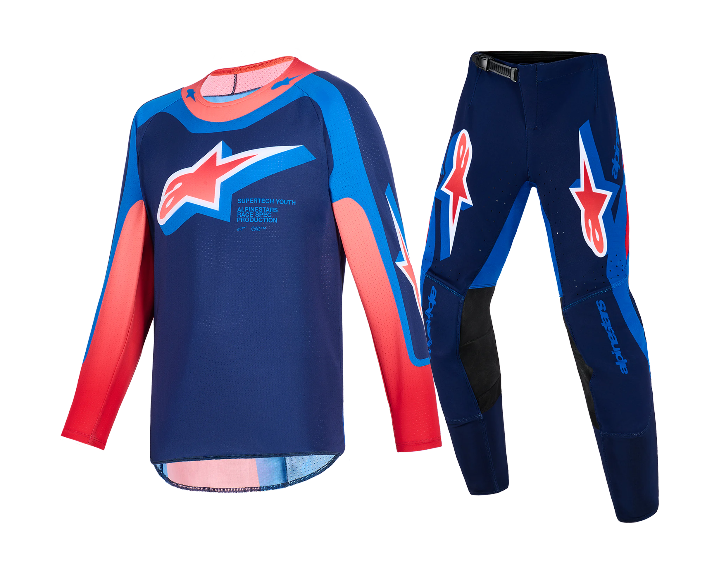 Alpinestars Youth Motocross Gear 2026 Supertech Vista - Dark Navy / Hot Coral / Cobalt