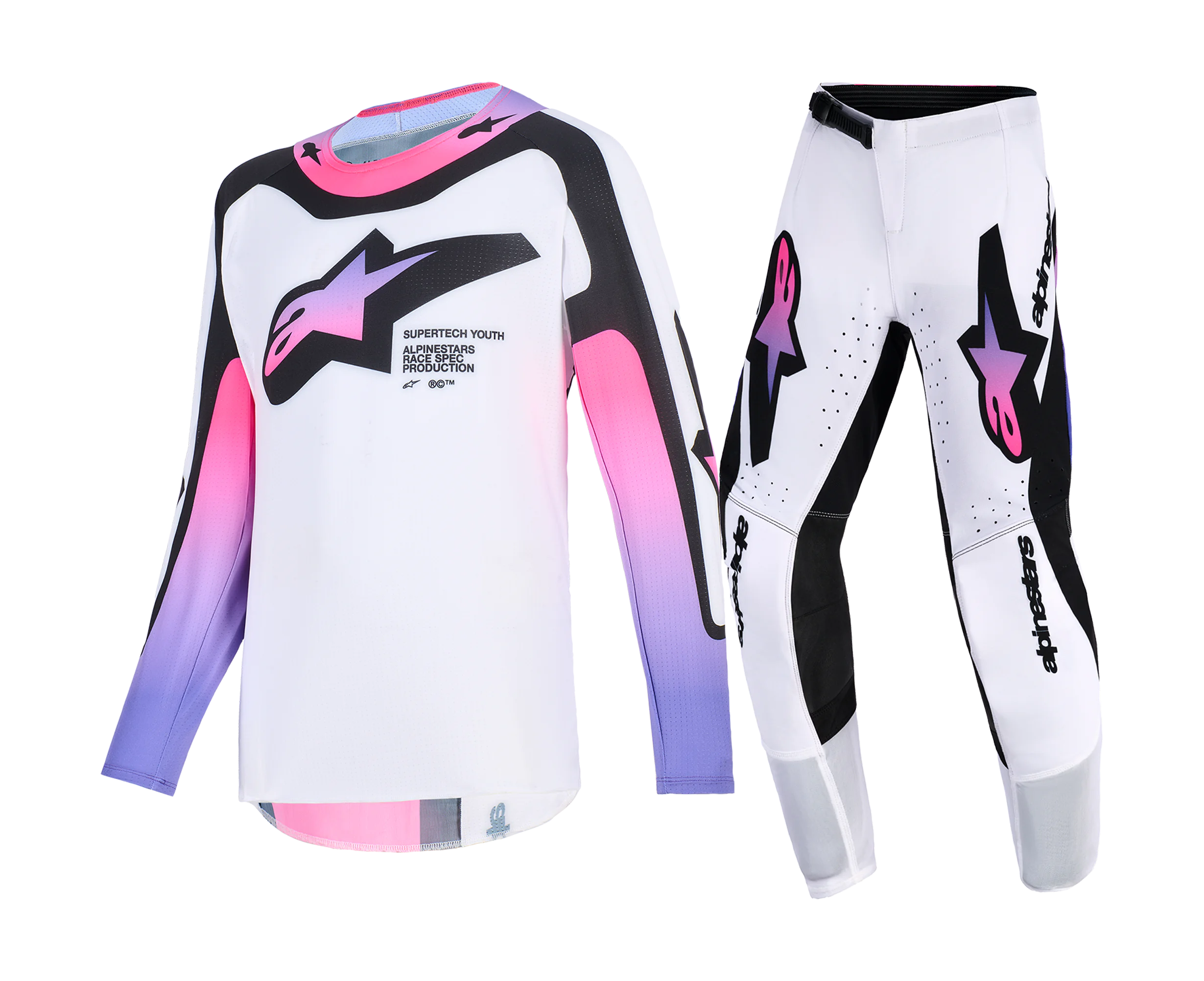 Alpinestars Youth Motocross Gear 2026 Supertech Vista - White / Purple / Black