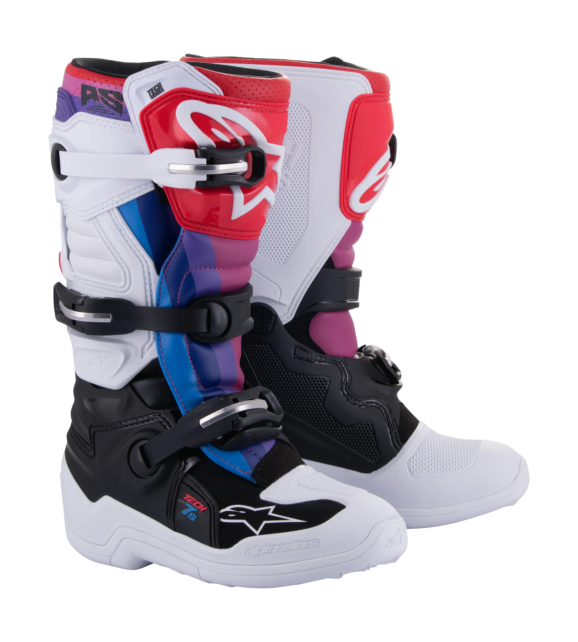 Alpinestars Youth Motocross Boots Tech 7S - White / Black / Rainbow