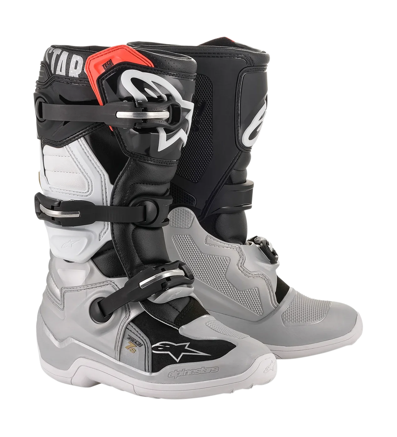 Alpinestars Youth Motocross Boots Tech 7S - Black / Zilver / White / Gold