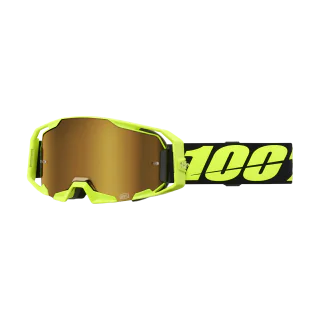 100% Motocross Goggle ARmatic Neon Yellow - Mirror True Gold