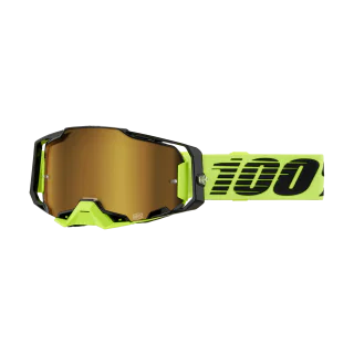 100% Motocross Goggle Armega Neon Yellow - Mirror Gold