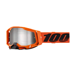 100% Motocross Goggle Racecraft 2 Neon Orange - Mirror Silver Flash