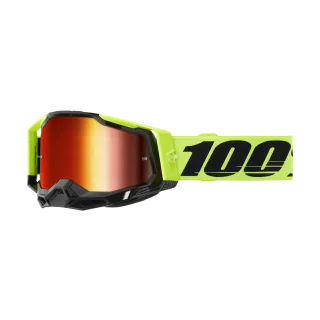 100% Motocross Goggle Racecraft 2 Neon Yellow - Mirror Red