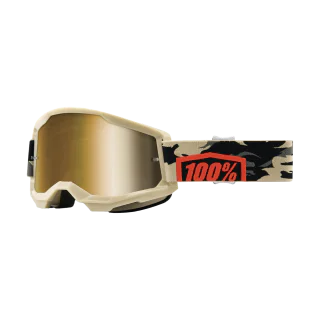 100% Motocross Goggle Strata 2 Kombat - Mirror True Gold