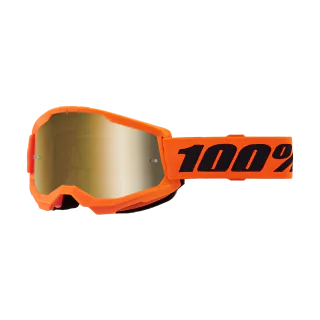 100% Motocross Goggle Strata 2 Neon Orange - Mirror True Gold