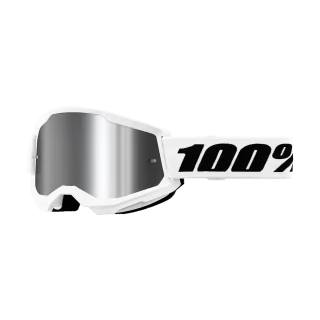100% Motocross Goggle Strata 2 White - Mirror Silver