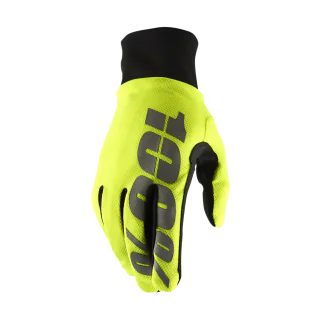 100% Motocross Gloves Winter Hydromatic Waterproof - Neon Yellow