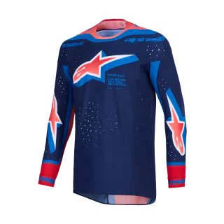 Alpinestars Motocross Jersey 2026 Supertech Vista - Dark Navy / Hot Coral / Cobalt