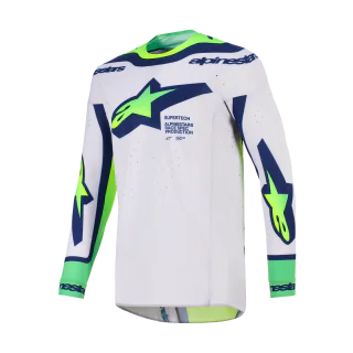 Alpinestars Motocross Jersey 2026 Supertech Vista - Light Grey / Fluo Yellow / Blue