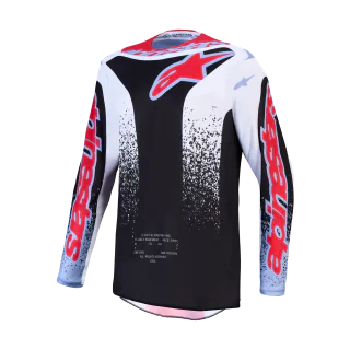 Alpinestars Motocross Jersey 2027 Fluid Drag - Black / White / Light Blue / Fluo Red