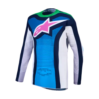 Alpinestars Motocross Jersey 2027 Techstar Maven - White / Blithe Blue / Fluo Green
