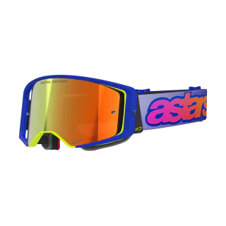 Alpinestars Motocross Goggle Supertech Vista - Blue / Yellow / Purple - Mirror Red