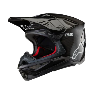 Alpinestars Motocross Helmet S-M10 Solid - Gloss Black / Carbon