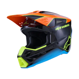 Alpinestars Motocross Helmet S-M3 Fray - Black / Orange / Fluo Yellow
