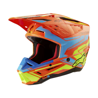 Alpinestars Motocross Helmet S-M5 Action 2 - Gloss Fluo Orange / Cyan / Fluo Yellow