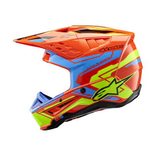 Alpinestars Motocross Helmet S-M5 Action 2 - Gloss Fluo Orange / Cyan / Fluo Yellow