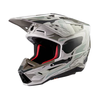 Alpinestars Motocross Helmet S-M5 Mineral - Gloss Grey / Green