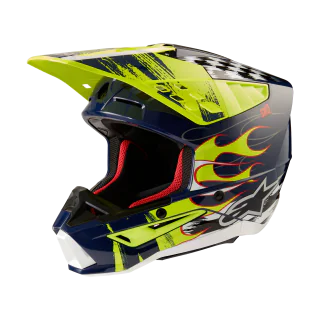 Alpinestars Motocross Helmet S-M5 Rash - Gloss Dark Navy / Fluo Yellow