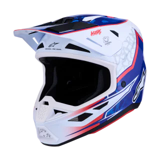Alpinestars Motocross Helmet S-M7 Blaster - Glossy White / Blue / Red