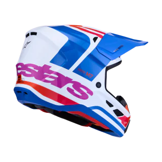 Alpinestars Motocross Helmet S-M7 Core - Glossy White / Blue / Orange / Pink