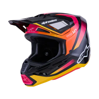 Alpinestars Motocross Helmet S-M7 Rise - Black / Yellow / Pink