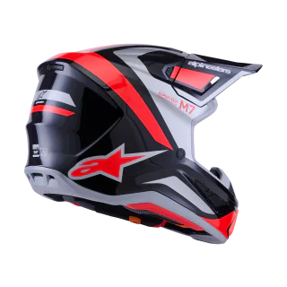 Alpinestars Motocross Helmet S-M7 Rise - Black / Silver / Fluo Red