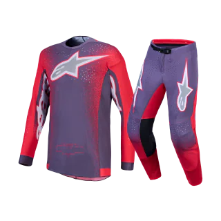 Alpinestars Motocross Gear 2027 Supertech AFD Hiten - Graystone / Fluo Red / Light Lilac