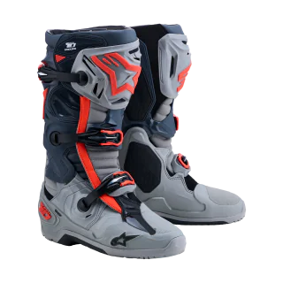 Alpinestars Motocross Boots Tech 10 Enduro - Mid Grey / Dark Grey / Fluo Red