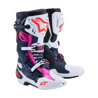 Alpinestars Motocross Boots Tech 10 Supervented - Dark Blue / White / Black / Fuchsia