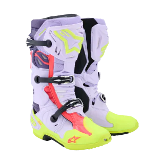 Alpinestars Motocross Boots Tech 10 Supervented - Purple/ Fluo Yellow / Diva / Pink