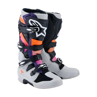 Alpinestars Motocross Boots Tech 7 - Black / Light Grey / Fluo Orange / Magenta
