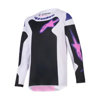 Alpinestars Youth Motocross Jersey 2026 Fluid Grid - Black / Light Grey / Purple