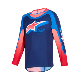 Alpinestars Youth Motocross Jersey 2026 Supertech Vista - Dark Navy / Hot Coral / Cobalt
