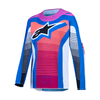 Alpinestars Youth Motocross Jersey 2027 Supertech Maven - White / Hot Coral / Blithe Blue