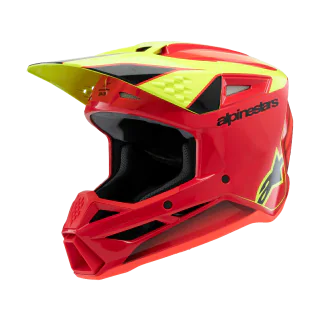 Alpinestars Youth Motocross Helmet S-M3 Fray - Red / Fluo Yellow / Black