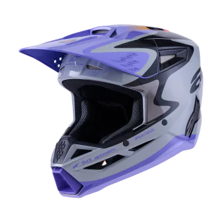 Alpinestars Youth Motocross Helmet S-M3 Jettson - Grey / Purple / Black
