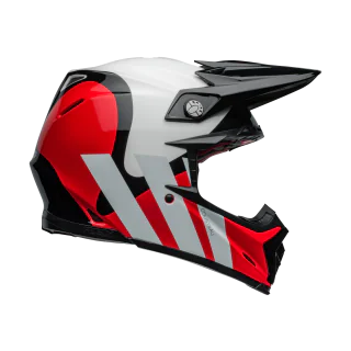 Bell Motocross Helmet Moto-9S Flex Hello Cousteau Stripes - White / Red